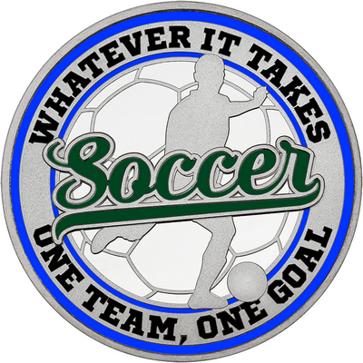 Dark Green "Soccer" with Royal Blue Outer Circular Borders